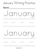 January Writing Practice Coloring Page