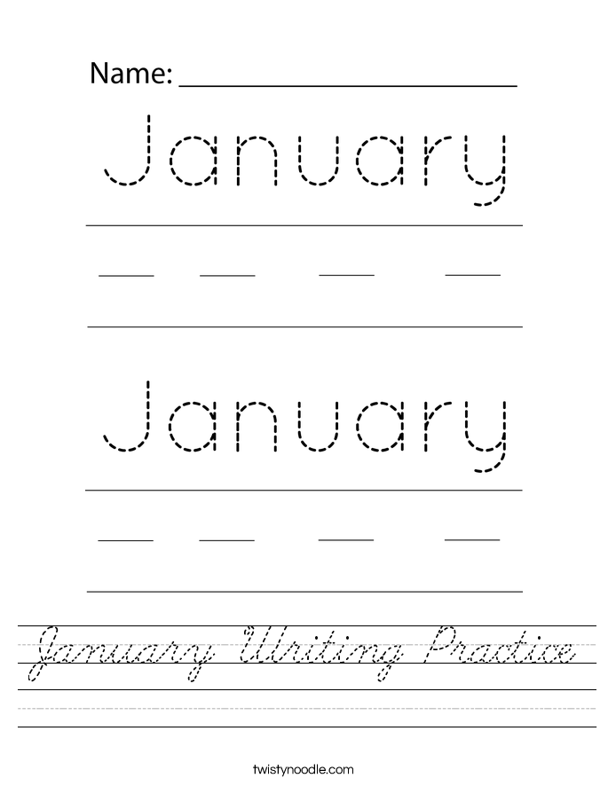 January Writing Practice Worksheet