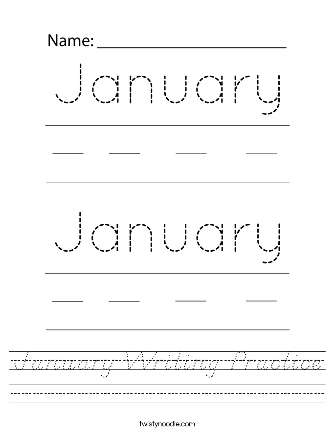 January Writing Practice Worksheet