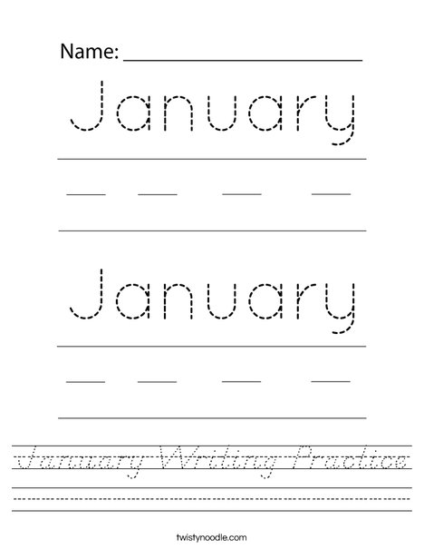 January Writing Practice Worksheet