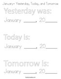 January- Yesterday, Today, and Tomorrow Coloring Page