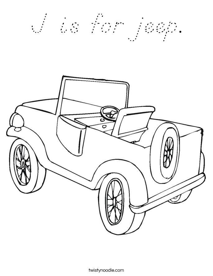 J is for jeep. Coloring Page