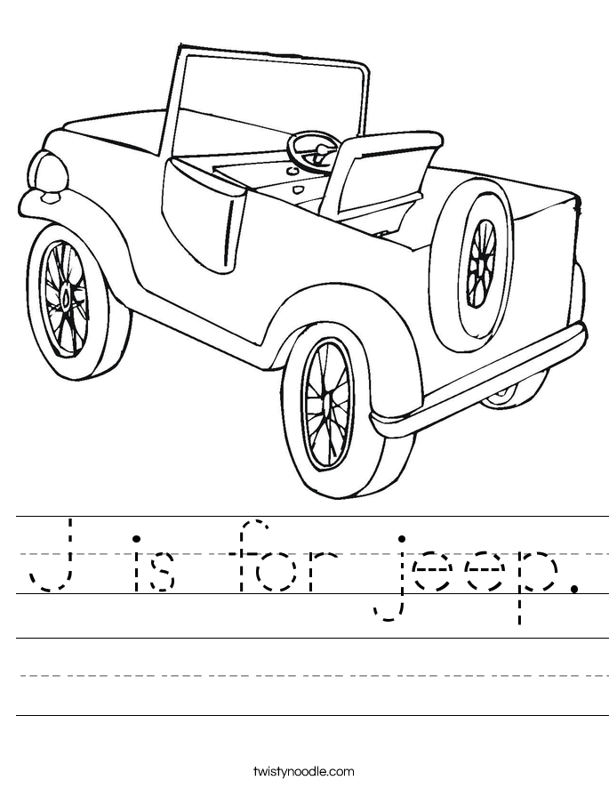 J is for jeep. Worksheet