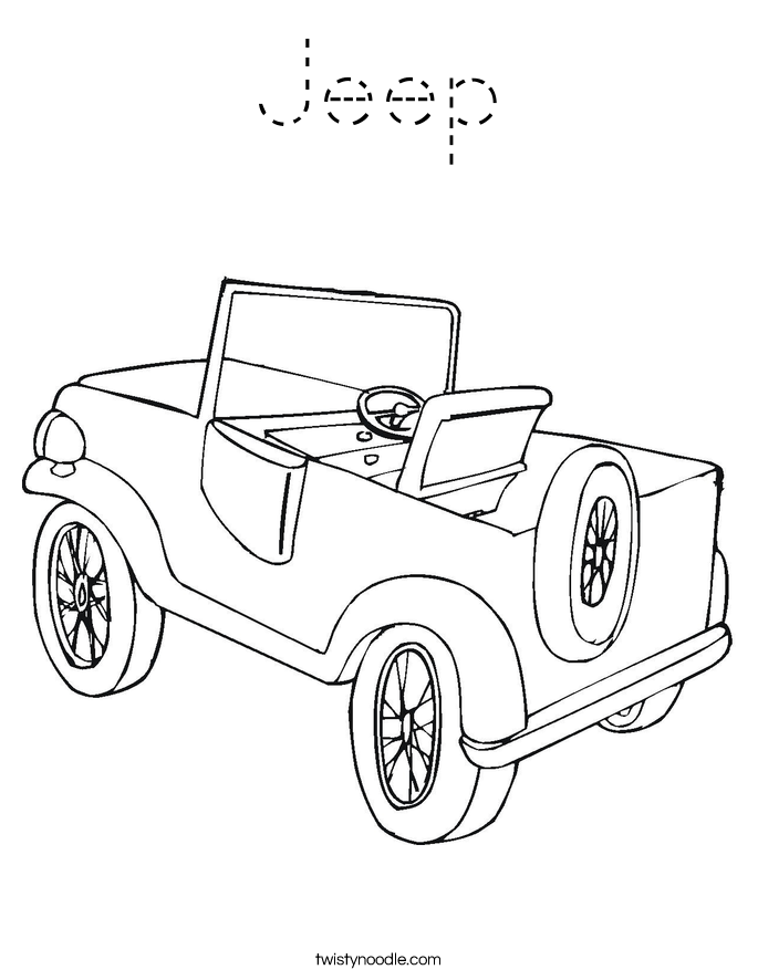 Jeep Coloring Page - Tracing - Twisty Noodle