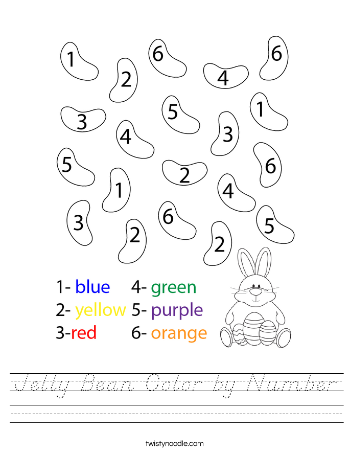 Jelly Bean Color by Number Worksheet