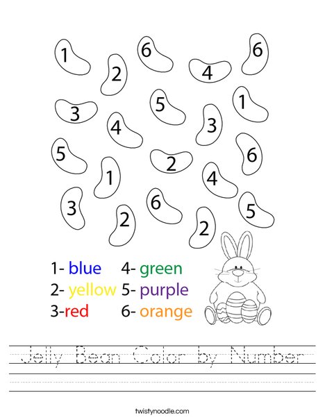 Jelly Bean Color by Number Worksheet