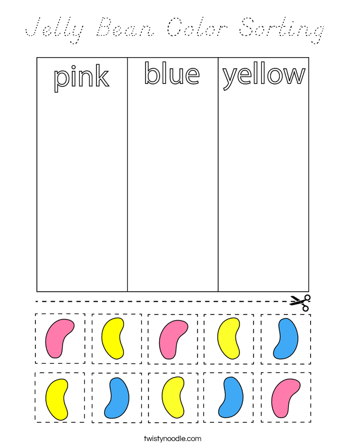 Jelly Bean Color Sorting Coloring Page