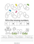 Jelly Bean Number Tracing Worksheet