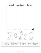 Jelly Bean Sort by Size Handwriting Sheet