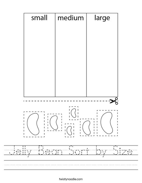 Jelly Bean Sort by Size Worksheet