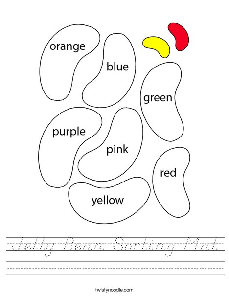 Jelly Bean Sorting Mat Worksheet