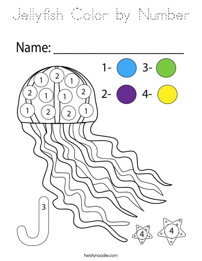 Jellyfish Color by Number Coloring Page
