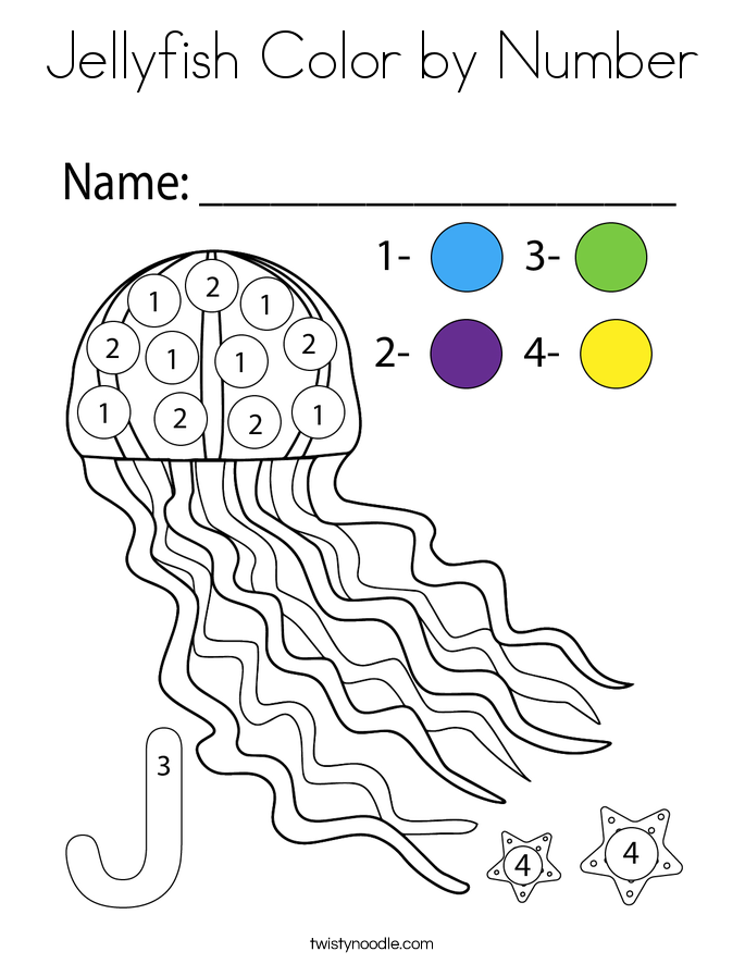 Jellyfish Color by Number Coloring Page
