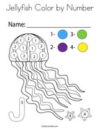 Jellyfish Color by Number Coloring Page