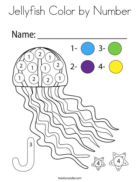 Jellyfish Color by Number Coloring Page