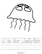 J is for Jellyfish Handwriting Sheet