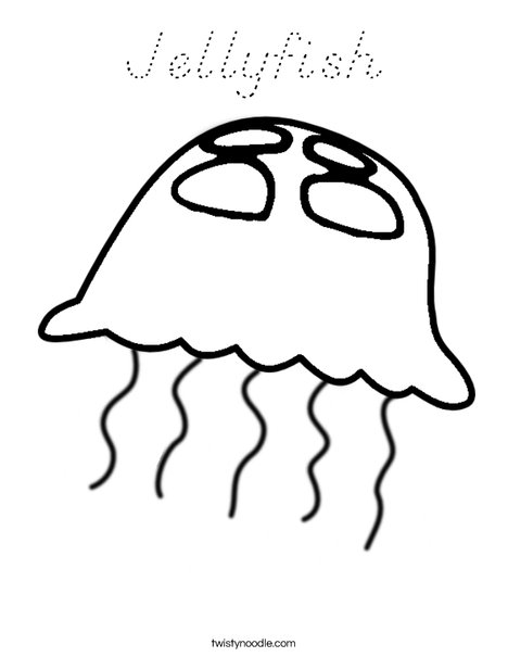 Jellyfish Coloring Page - D'Nealian - Twisty Noodle