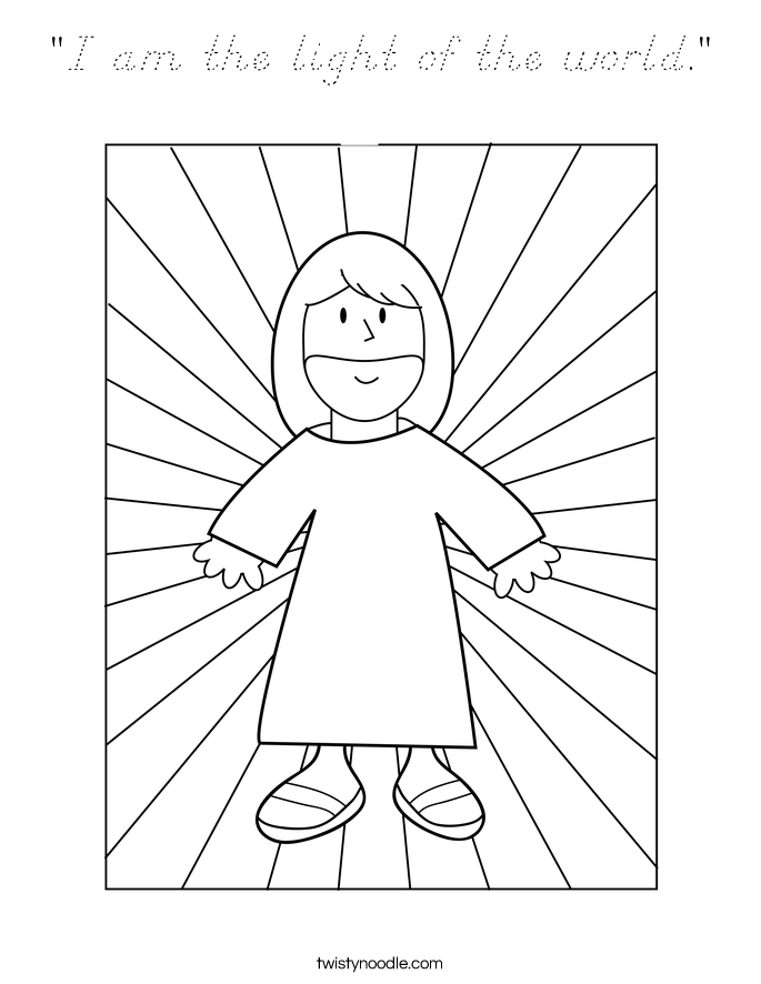 "I am the light of the world." Coloring Page