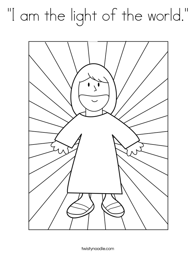 "I am the light of the world." Coloring Page