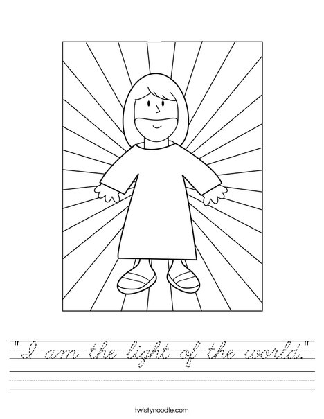 Jesus with Light Worksheet