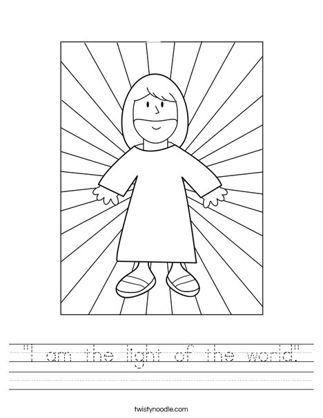 Jesus with Light Worksheet