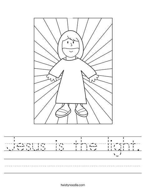 Jesus with Light Worksheet