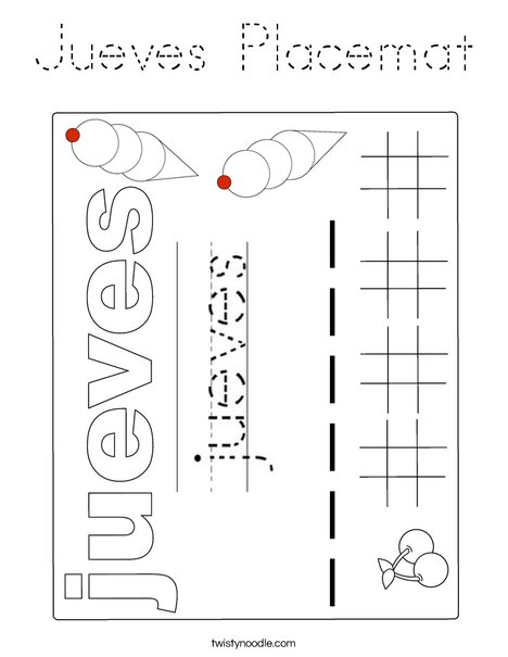 Jueves Placemat Coloring Page