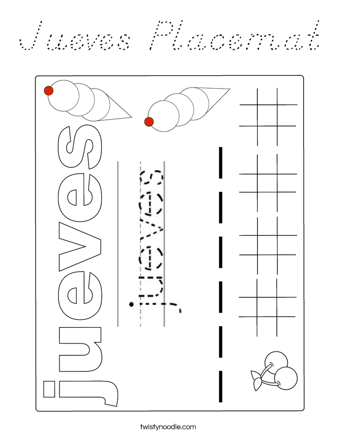 Jueves Placemat Coloring Page