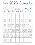 July 2023 Calendar Coloring Page