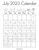 July 2023 Calendar Coloring Page