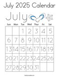 July 2025 Calendar Coloring Page