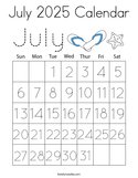 July 2025 Calendar Coloring Page
