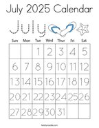 July 2025 Calendar Coloring Page