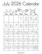 July 2026 Calendar Coloring Page