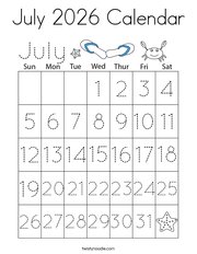 July 2026 Calendar Coloring Page