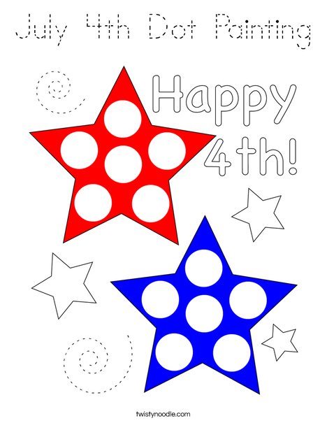 July 4th Dot Painting Coloring Page