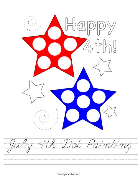 July 4th Dot Painting Worksheet