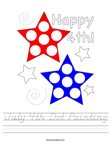 July 4th Dot Painting Worksheet