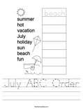 July ABC Order Worksheet