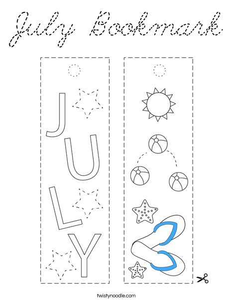 July Bookmark Coloring Page