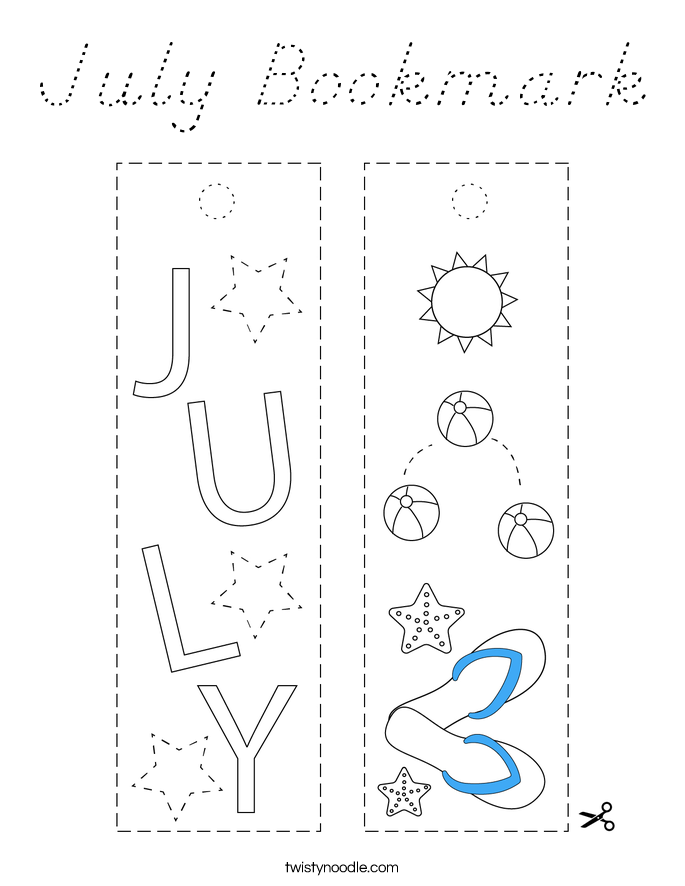 July Bookmark Coloring Page