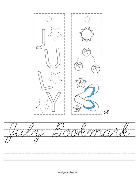 July Bookmark Worksheet