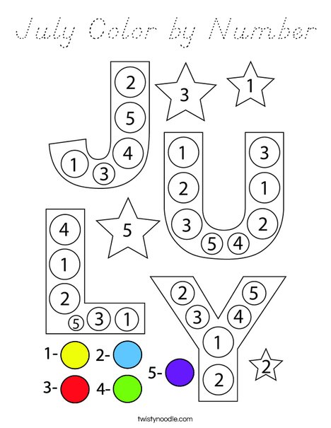 July Color by Number Coloring Page
