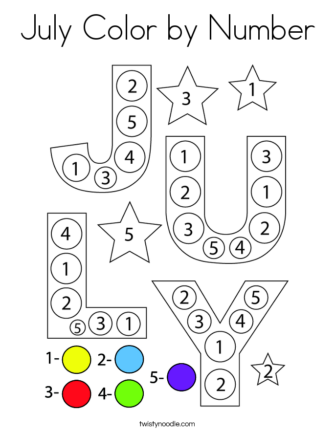 July Color by Number Coloring Page
