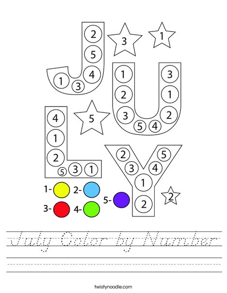 July Color by Number Worksheet