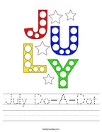 July Do-A-Dot Handwriting Sheet