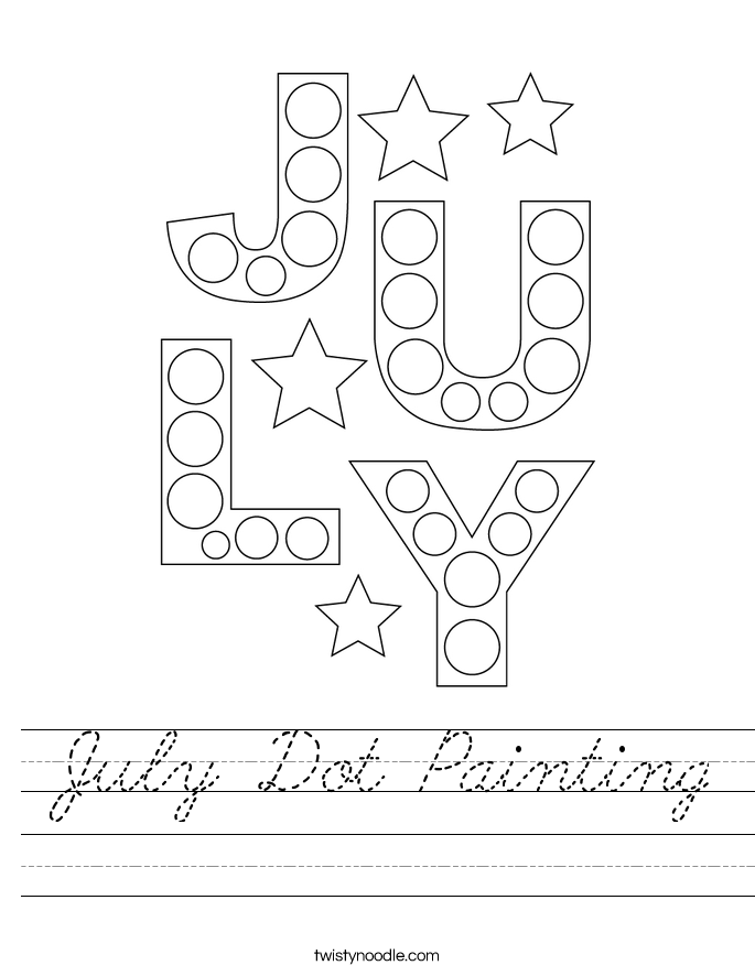 July Dot Painting Worksheet