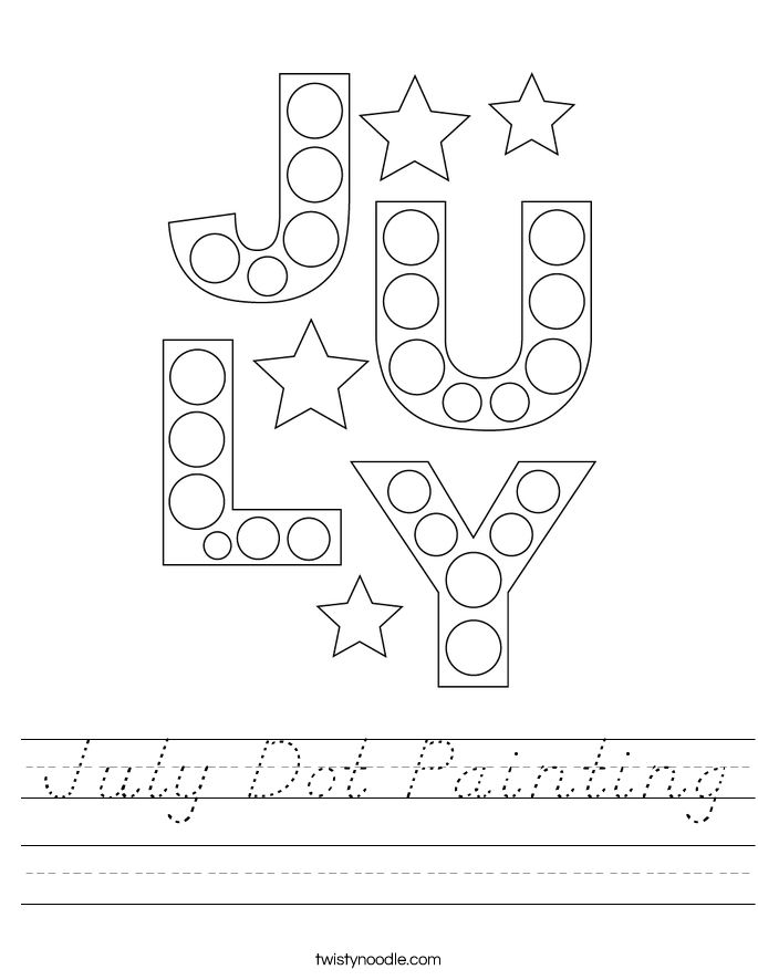 July Dot Painting Worksheet