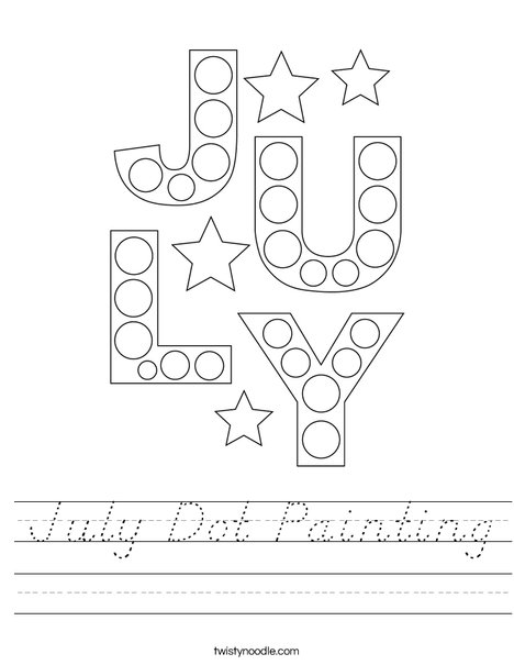 July Dot Painting Worksheet