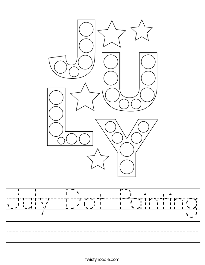 July Dot Painting Worksheet